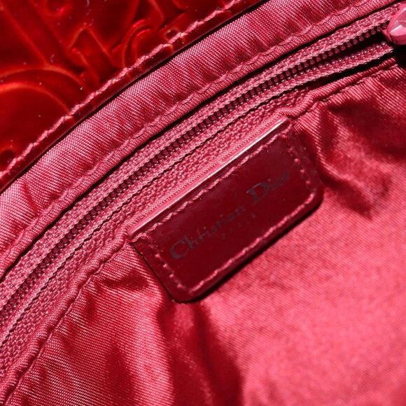 Christian Dior Trotter Canvas Maris Pearl Bag Patent leather Red Auth bs29834 - Picture 12 of 16